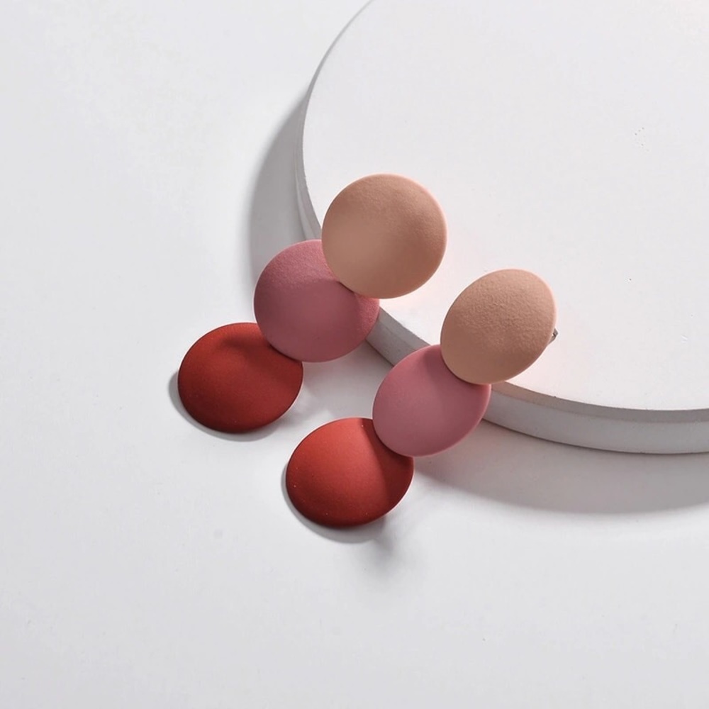 3 Colors Circle Stud Earrings - Picture 1 of 5